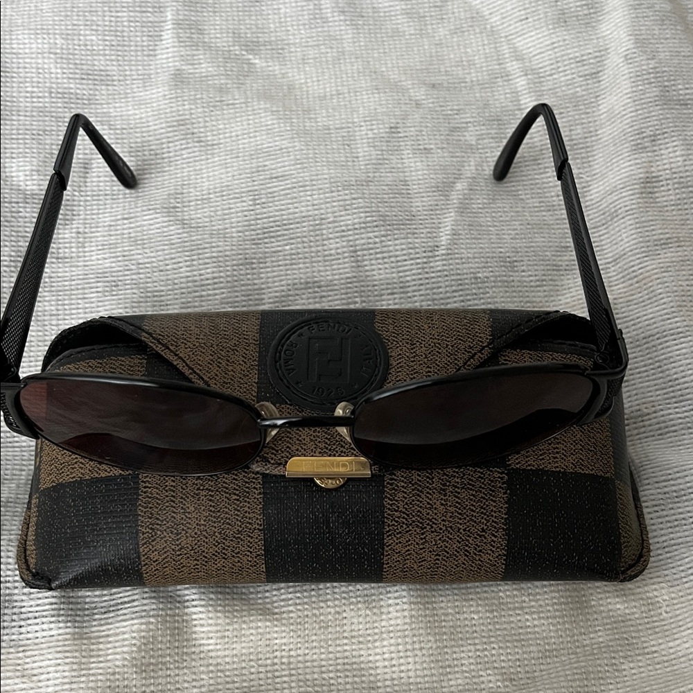 Fendi Elegant Black Sunglasses with Brown Case